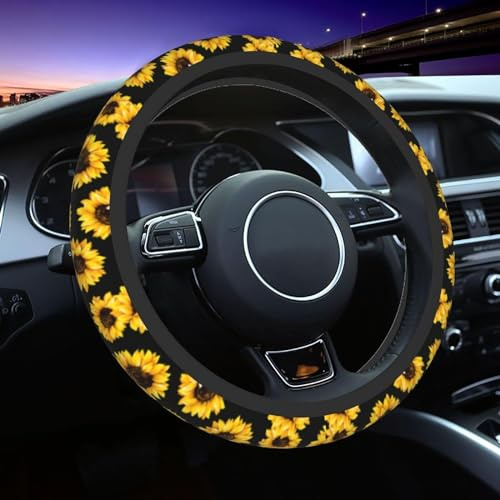Sonnenblume Lenkradabdeckung Frauen Auto Lenkradabdeckungen Protektor Universal 15 Zoll (Sonnenblume)