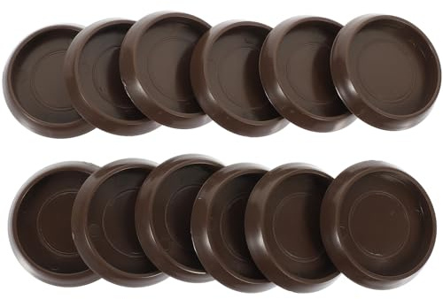Amosfun Caster Cups 12Pcs Round Furniture Caster Cups Plastic Rubber Chair Coaster Cups Bed Stoppers Anti- Sliding Furniture Feet Cups Floor Carpet Bed Floor Protector