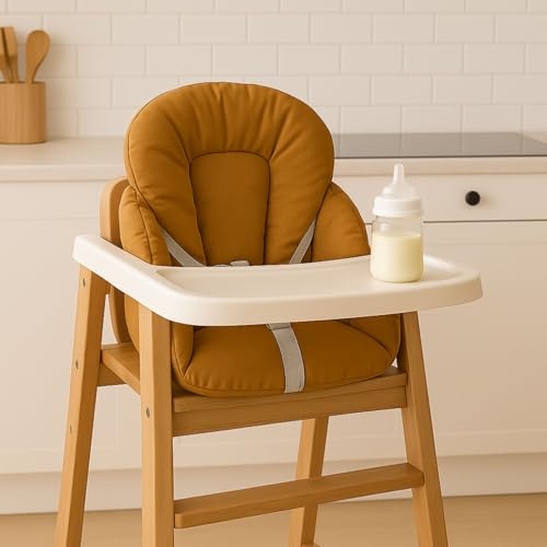 Easy Dort - Coussin de Chaise Haute bébé Coton Enduit Couleur - Moutarde - Fabriqué en France
