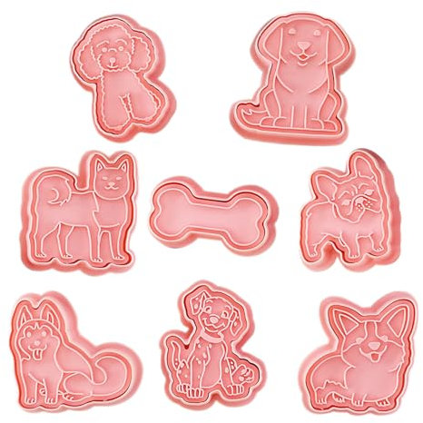 gvivej 8 Stück Ausstechform Hund Set - 3D Plätzchenausstecher - Keksausstecher - Keksstempel - für Kekse, Schokolade, Fondant, Kuchendekoration