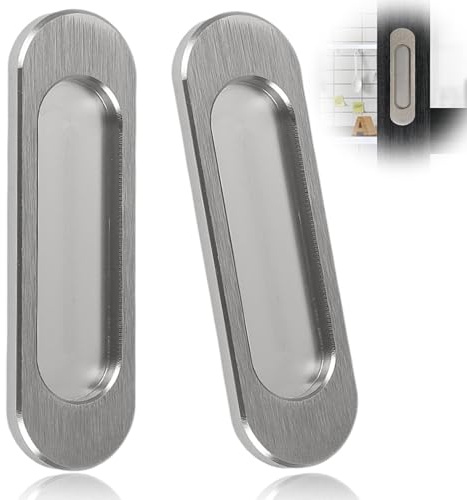 Gebürstet Selbstklebende ovale Schiebetürgriffe， 2 PCS Aluminiumlegierung versteckter Griff Küchengriffe Geschwungener Balkontürknöpfe Kunststoff Möbelgriffe für Fenster Glastüren Schubladen Weiß,100