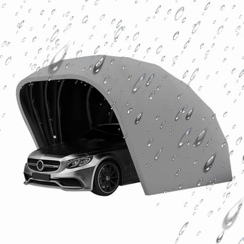 Cochera portátil resistente de 5,5 x 2,5 x 2,3 m con marco galvanizado y lona para todas las estaciones para coche, camión, fiesta, toldo semiautomático, cobertizo de almacenamiento en color gris