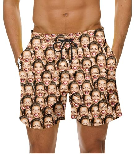 Custome Swimming Trunks Funny Novelty Summer Beach Pants with Pocket Mens Trouser Hawaiian Shorts Personalised Swimming Shorts Your Own Design Hawaiian Board Pant Personalised Trunks Men