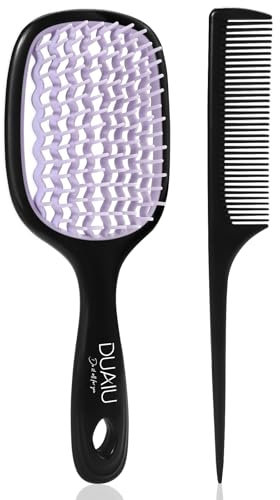 DUAIU Detangle Hair Brush, Paddle Vented Hair Brush Anti-Static No Tangle Knot for Wet Dry Hair, Faster Drying Detangling Hairbrush and Parting Teasing Comb for Women Men