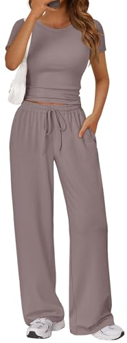 Trendy Queen Womens 2 Two Piece Set 2026 Summer Workout Beach Vacation Cruise Gym Clothes Spring Fashion Lounge Matching Sweatsuit Sweat Airport Travel Outfit Resort Wear Fitness Clothing