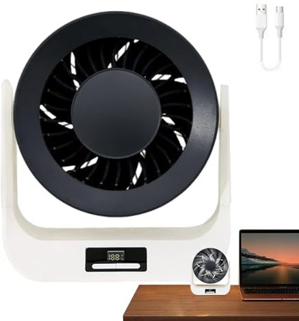 Acunny Ventilador de escritorio, ventilador de mesa - USB Charging Personal Air Circulatlador,Pantalla LED portátil de escritorio de pared para dormitorio