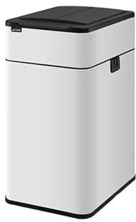 Papperskorgen Intelligent sensor soptunna Hushåll med lock Badrum Toalett Kök Vardagsrum Kontor Automatisk packning Stor kapacitet soptunnor Sopbehållare för badrum, kök, hem(Vit,15L)