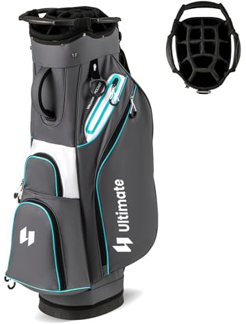 COSTWAY Golfbag, leichtes Golf Cart Bag mit 14 er Unterteilung & Tragegurt, Wasserabweisende Golftasche mit Regenhaube, Golfwagentasche tragbar für Herren & Damen