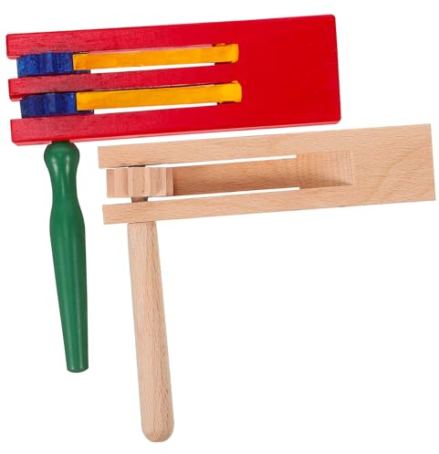 Milisten 2Pcs Wooden Ratchet Soundboards Handheld Castanets Musical Instruments for Music Education Family Group Activities Smooth Surface