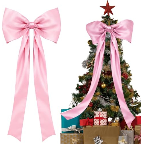 Zidoley Große Satinschleife 48 x 115 cm, Geschenkschleife Groß, Exquisit Schleife Deko, Satinschleifen Grosse für Partydekoration, Wanddekoration, Hochzeit, Heimdekoration (Rosa)