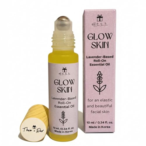 Theo+Dor Glow Skin Aceite Facial Sérum Roll-On 10 ml – Hidratante y Calmante para Piel Seca y Sensible – Face Oil Aroma con Base de Lavanda – Antiarrugas Reafirmante – Cosmética Coreana