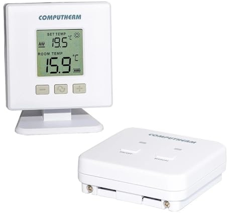 Wireless Room Thermostat, Heating & Cooling, Day & Night Modes, LCD Display