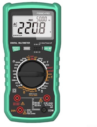 FACAIIO FY890C Pro Multimètre numérique 2000 V avec mesure de la température, écran rétroéclairé 6000 points, détection NCV, pour systèmes photovoltaïques et électriques