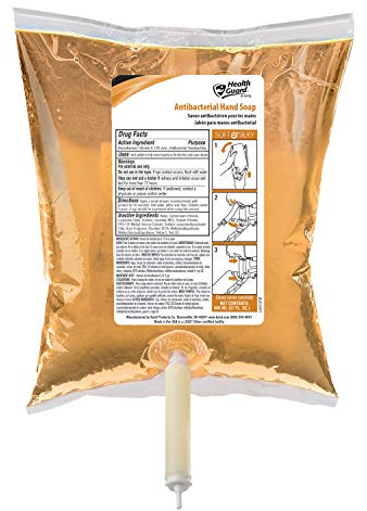 Health Guard 21538 Antibacterial Hand Soap, 800 ml Boxless Bag-in-Box, Amber with Citrus Spice Scent (Pack of 6)