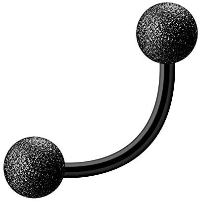 Treuheld | Schwarze Piercing BANANE in DIAMANT-OPTIK - 11 Größen - Chirurgenstahl - sandgestrahlte Kugeln zum Schrauben - matt SCHWARZ - Bauchnabelpiercing Helix Tragus Lippe Ohr - CURVED BARBELL