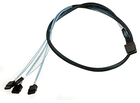 KALEA-INFORMATIQUE Cable MiniSAS SFF-8087 SAS a 4 conectores SATA. Longitud 80 cm, SFF8087 Mini-SAS interno de 26 clavijas, SATA de 7 clavijas