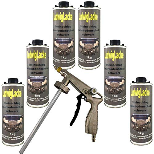 LudwigLacke Steinschlagschutz Unterbodenschutz überlackierbar 6kg SCHWARZ & 1Spritzpistole