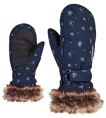 Ziener Mädchen LED Ski-Fäustling/Wintersport | warm atmungsaktiv, snowcrystal print, 5,5