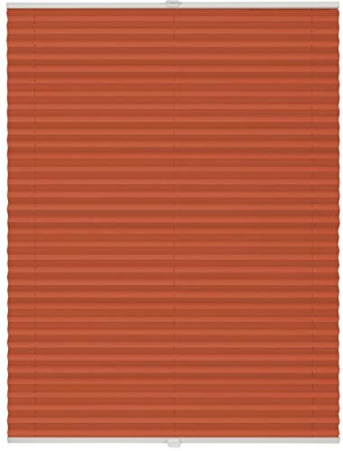 ondeco Plissee Klemmfix auf Maß für alle Fenster innen, ohne Bohren, Montage Klemmträger Sonnenschutz Sichtschutz Rollo Blickdicht Orange B: 91-100 cm, H: 151-200 cm