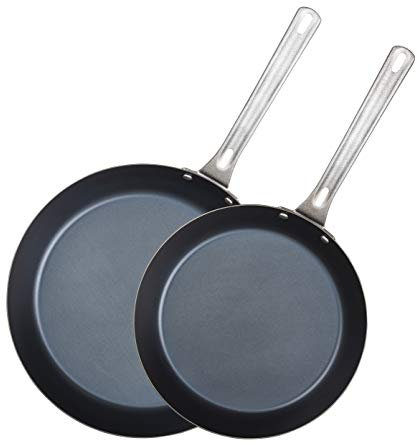 VIKING Non Stick Frying Pans, Blue Carbon Steel Kitchen Cookware, 10 and 12 Inch, Black