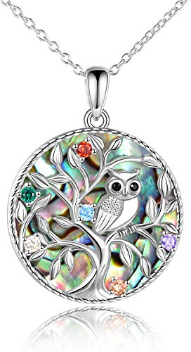 YAFEINI Eule Kette Sterling Silber Baum des Lebens Anhänger Halskette Eule Schmuck Geschenke für Damen