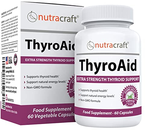 ThyroAid #1 Thyroid Support Supplement | Premium Thyroid Formula & Energy Support with Kelp, Iodine, Ashwagandha, Selenium, B12, Copper & More | 60 Capsules (Non-GMO)