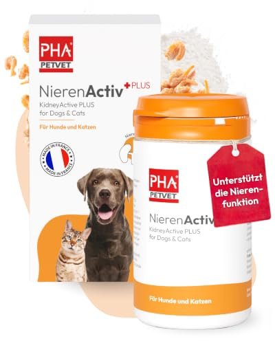 PHA Nieren Activ Plus Hund & Katze, Nieren Pulver, 60 g | Aus Deutschland, Ergänzungsfuttermittel mit Chitosan & Calciumcarbonat, Unterstützung der normalen Nierenfunktion