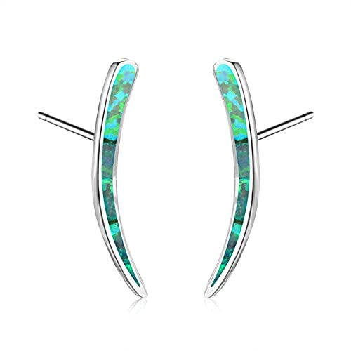 LOKILOKI Nette Weibliche Blaue Weiße Opal-Stein-Ohrringe Charme-Silber-Farben-Ohrstecker Für Frauen-Trendige Einzigartige Art-hochzeits-ohrring