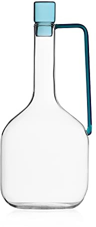 Ichendorf Milano Brocca Trasparente con Tappo Petrolio | Collezione Liberta | 135 cl | Vetro Borosilicato | Fatto a Mano