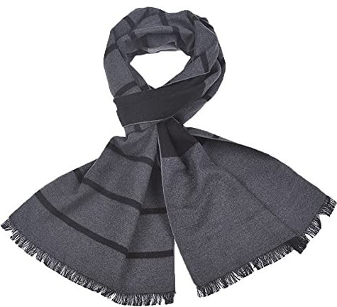 UK_Stone Seide Unifarben Kariert Halstuch Herren Schal Casual Seidenflanell Wendeschal Warm Winter