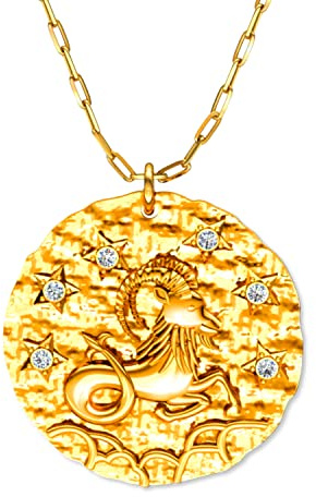 LillyMarie Damen Silberkette vergoldet Sterling-Silber 925 Vergoldeter Anhänger Sternzeichen Wassermann Glücksbringer längen-verstellbar Öko-Verpackung Geschenk Freundin