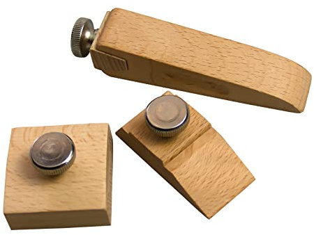 KVMORZE 3Pcs Wooden Sandpaper Block Set, Square Bevel Wedge Hand Sanding Block, Handmade Leather Edge Grinding Polishing Tool for DIY Leather Craft Accessories