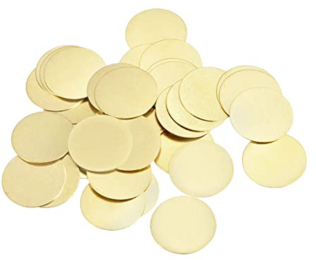 sourcing map 40 Stück Messing Stanzrohling DIY Tag Metall für Handwerk Anhänger Dekoration 20 mm x 0,4 mm