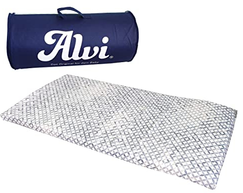 Alvi Baby Reisebettmatratze 60x120 cm/Rollbare Matratze für Reisebett und Babybett inkl. Tasche - Mosaik Grau