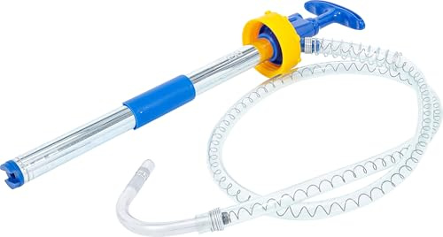 BGS 71046 | Hebel-Pumpe für Kunststoffbehälter | DIN 61 Schraubverschluss | Förderleistung max. 60 ml pro Hub | Schlauchlänge 1270 mm | PVC-Schlauch | Abfüllendstück Stahl verzinkt