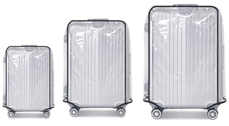 Klmsscxy 3 Pieces Clear PVC Suitcase Cover Luggage Cover Suitcase Cover Set for 3 Luggage Covers for Suitcase (20-24-28Inch)