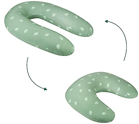 Babymoov B.Love 2-in-1 Stillkissen Wind Green - wandelbar vom Schwangerschafts- zum Stillkissen, Bezug aus Bio-Baumwolle, ultrafeine Mikroperlen