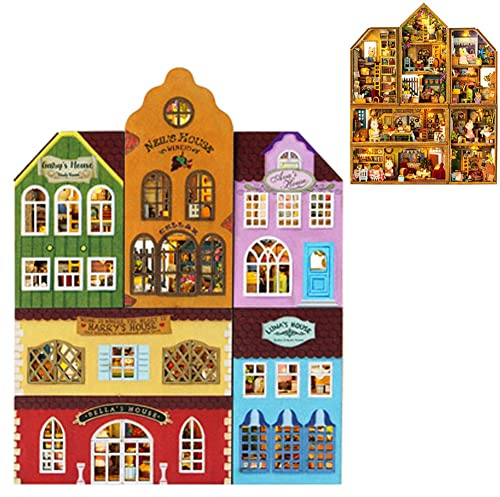 TOPBSFARNY 6-teiliges DIY-Puppenhaus-Set, kreative Montage, Miniatur-Landschaft, Puppenhaus, Mini-Welt-Serie, Miniatur-Kollektion, 3D-Holzpuzzle für Weihnachten, Spielzeug usw. (QH-6PCS)