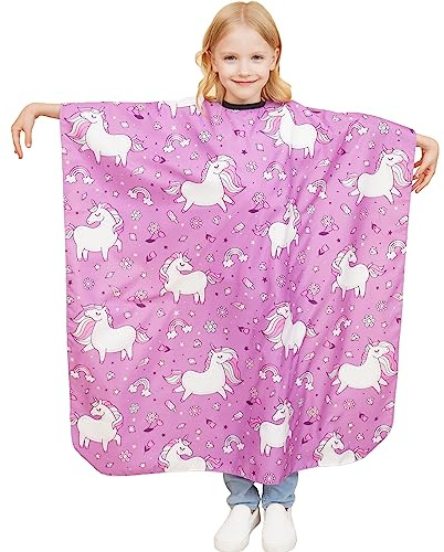 Iusmnur Kids Hair Cutting Cape with Adjustable Neckline 51x 36 Unicorn