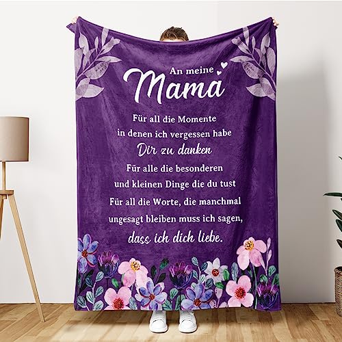 Gowelly Kuscheldecke Flauschig für Mama, Geburtstagsgeschenk, Muttertagsgeschenk, 153 x 127 cm, Lila, Flanell, Einfarbig, Rustikal