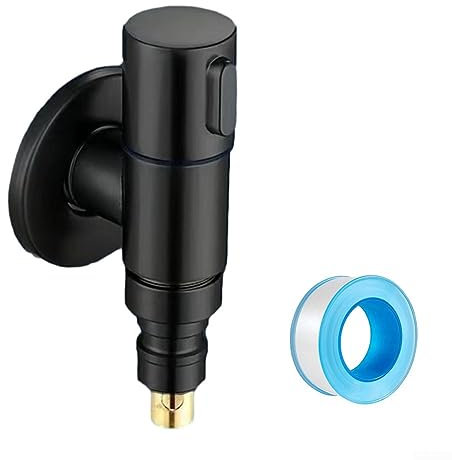 Valvola ad angolo per lavatrice, 1/2 in acciaio , rubinetto per lavatrice con arresto dell'acqua ad apertura rapida, attacco a parete, nero