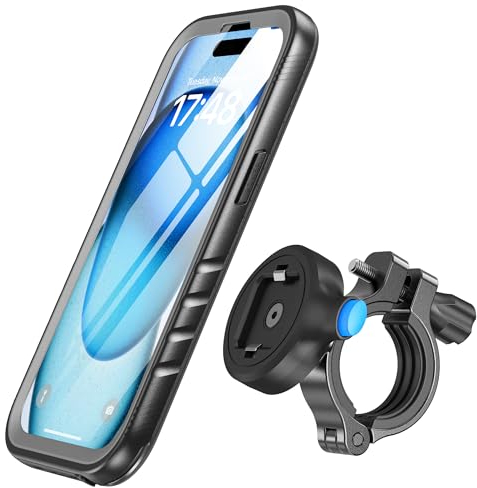 SPORTLINK Handyhalterung Fahrrad für iPhone 15 - Aluminium Handyhalter Motorrad [360°Verstellbare/Vollständiger Schutz] Outdoor Phone Mount Fahrrad Fahrradhandyhalter Halter Lenker Handy Halterung