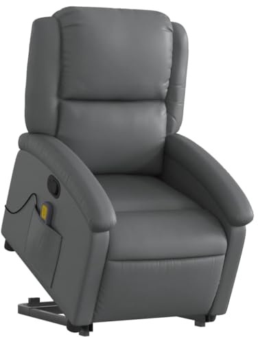 vidaXL Massagesessel mit Aufstehhilfe Grau Kunstleder