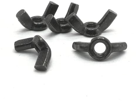 10 Stück M3 M4 M5 M6 M8 M10 M12 DIN315 Schwarzer Stahl Schmetterlingsmutter Handfeste Flügelmutter (Color : Black, Size : M6)