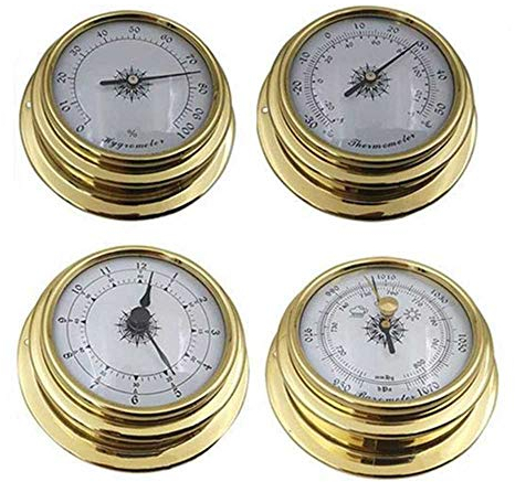 UNbit Baromètre traditionnel type cadran baromètre thermomètre hygromètre baromètre montres horloge coque en cuivre zirconium marin for station météo