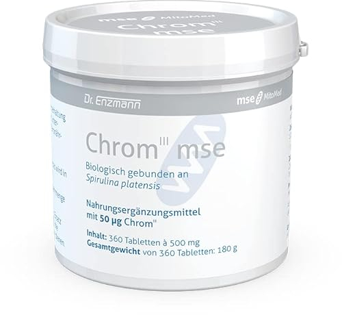 Chrom mit 50 µg Chrom III biologisch gebunden an Spirulina platensis – 360 Tabletten – vegan, ohne Zusätze – in Deutschland produziert & laborgeprüft