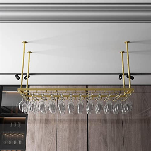EsEntL Weinglasregal an der Decke, hängendes Metallregal, Stielglasregale, Wein- und Champagnerkelchhalter, für Küchenbar, Weinglashalter (Größe: 140 x 35 cm)