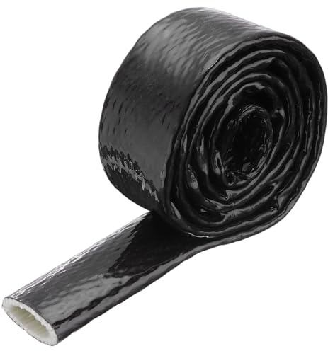 QUARKZMAN 1-3/16 ID 5 pieds Chaleur Blindé Feu Manchon Silicone Enduit Fibre Verre Ruban, pour Automobile Tuyau Lignes Fils Électrique Câblage, Gaine Thermique Protection, Noir