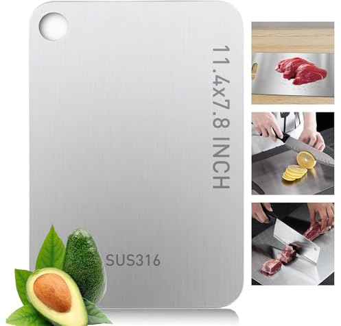 Chopping Boards for Kitchens Titanium Cutting Board,Titanium Cutting Boards for Kitchen-Cutting Edge Hygiene & Durability,316 Stainless Steel Cutting Boards,Stainless Non Stick (11.4x7.8 in)