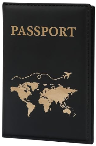 ILIYAH Reisepass Hülle Reiseportmonaie Damen Travel Accessories Tasche für Reiseunterlagen Passhülle Reisepass Leder Passport Reiseorganizer (Tiefschwarz)